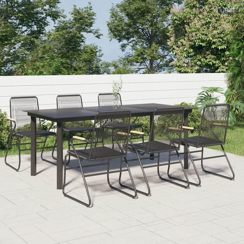 Casa si Gradina - Gradina si terasa - Mobilier exterior - Scaune si sezlonguri gradina - Set mobilier de gradina, 7 piese, negru, ratan PVC - Infinity.ro