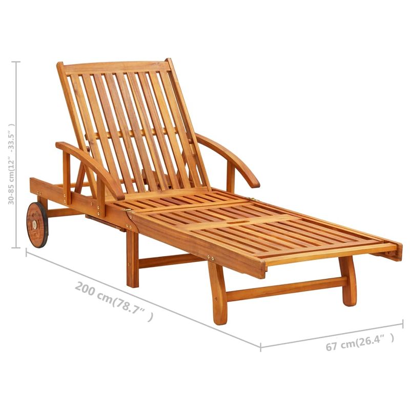 Casa si Gradina - Gradina si terasa - Mobilier exterior - Scaune si sezlonguri gradina - Sezlong de gradina cu perna, lemn masiv de acacia - Infinity.ro