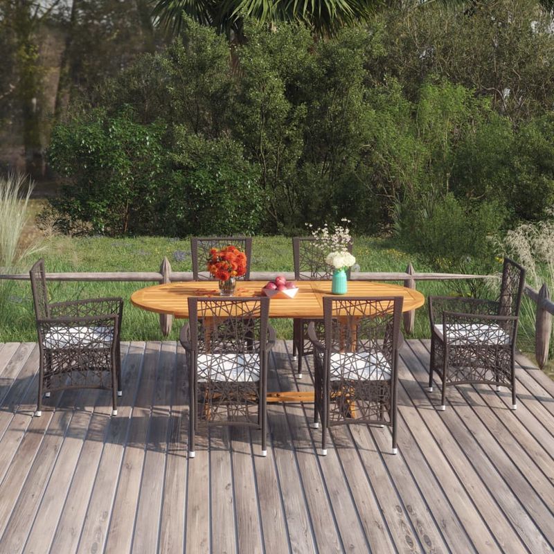 Casa si Gradina - Gradina si terasa - Mobilier exterior - Seturi mobila gradina - Set mobilier de gradina, 7 piese, maro, poliratan - Infinity.ro