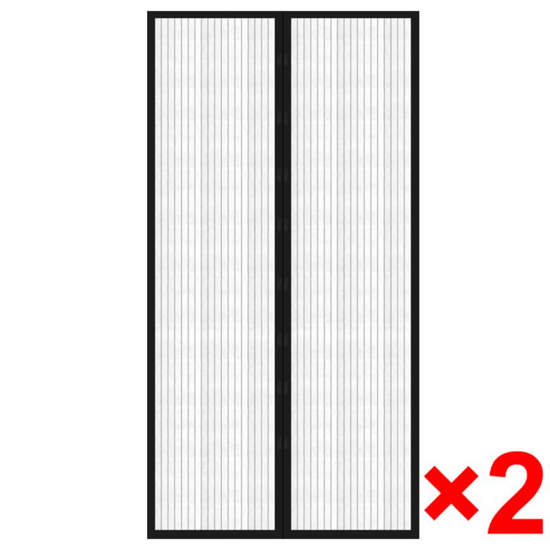 Casa si Gradina - Textile si covoare - Perdele si draperii - Perdele - Perdea anti insecte cu benzi scai, 210 x 100 cm, 2 buc, negru - Infinity.ro