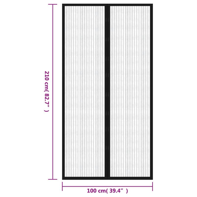 Casa si Gradina - Textile si covoare - Perdele si draperii - Perdele - Perdea anti insecte cu benzi scai, 210 x 100 cm, 2 buc, negru - Infinity.ro