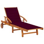 Casa si Gradina - Gradina si terasa - Mobilier exterior - Scaune si sezlonguri gradina - Sezlong de gradina cu perna, lemn masiv de acacia - Infinity.ro