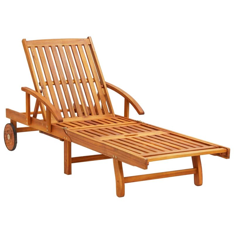 Casa si Gradina - Gradina si terasa - Mobilier exterior - Scaune si sezlonguri gradina - Sezlong de gradina cu perna, lemn masiv de acacia - Infinity.ro