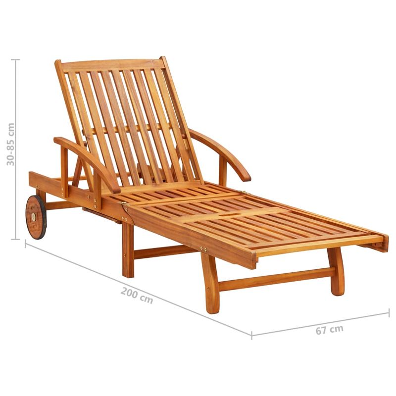 Casa si Gradina - Gradina si terasa - Mobilier exterior - Scaune si sezlonguri gradina - Sezlong de gradina cu perna, lemn masiv de acacia - Infinity.ro