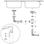 Casa si Gradina - Sanitare - Chiuveta bucatarie si accesorii - Chiuvete bucatarie - Chiuveta bucatarie cu 2 cuve, argintiu, 1200x500x155 mm, otel - Infinity.ro