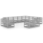 Casa si Gradina - Gradina si terasa - Mobilier exterior - Seturi mobila gradina - Set mobilier de gradina, 12 piese, gri, lemn masiv de pin - Infinity.ro