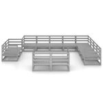 Casa si Gradina - Gradina si terasa - Mobilier exterior - Seturi mobila gradina - Set mobilier de gradina, 12 piese, gri, lemn masiv de pin - Infinity.ro