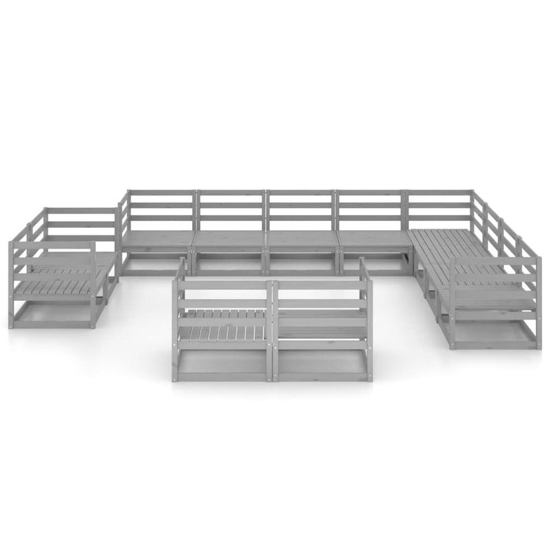 Casa si Gradina - Gradina si terasa - Mobilier exterior - Seturi mobila gradina - Set mobilier de gradina, 12 piese, gri, lemn masiv de pin - Infinity.ro