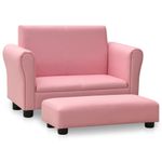 Casa si Gradina - Mobilier - Canapele si coltare - Canapele - Canapea pentru copii cu taburet, roz, piele ecologica - Infinity.ro