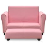 Casa si Gradina - Mobilier - Canapele si coltare - Canapele - Canapea pentru copii cu taburet, roz, piele ecologica - Infinity.ro