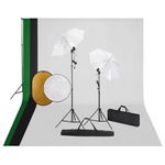 TV, Audio-Video si Foto - Aparate foto si accesorii - Accesorii foto si video - Blitzuri - Set studio foto cu lampi, fundal și reflector, mărime 500x300 cm - Infinity.ro