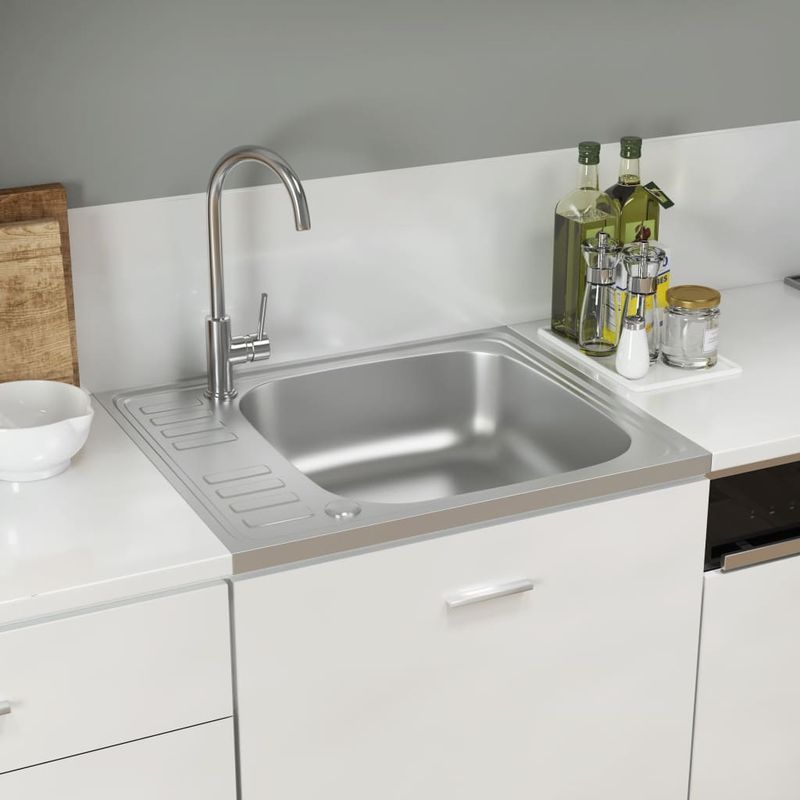 Casa si Gradina - Sanitare - Chiuveta bucatarie si accesorii - Chiuvete bucatarie - Chiuveta bucatarie cu scurgator, argintiu 500x600x155 mm otel - Infinity.ro