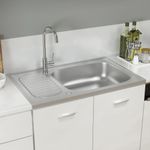 Casa si Gradina - Sanitare - Chiuveta bucatarie si accesorii - Chiuvete bucatarie - Chiuveta bucatarie cu scurgator, argintiu 800x500x155 mm otel - Infinity.ro