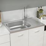 Casa si Gradina - Sanitare - Chiuveta bucatarie si accesorii - Chiuvete bucatarie - Chiuveta bucatarie cu scurgator, argintiu 800x500x155 mm otel - Infinity.ro