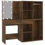 Casa si Gradina - Mobilier - Comode si corpuri - Masute de toaleta - Masa de toaleta cu LED/dulapuri stejar fumuriu lemn prelucrat, stejar afumat - Infinity.ro