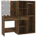 Casa si Gradina - Mobilier - Comode si corpuri - Masute de toaleta - Masa de toaleta cu LED/dulapuri stejar fumuriu lemn prelucrat, stejar afumat - Infinity.ro
