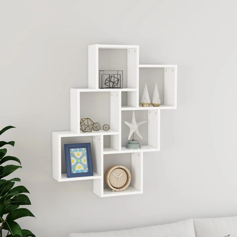 Casa si Gradina - Mobilier - Biblioteci si rafturi - Rafturi - Raft de perete cub, alb, 78x15x93 cm PAL - Infinity.ro