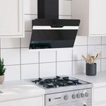 Electronice si Electrocasnice - Aragazuri, cuptoare si hote - Hote - Hote traditionale - Hota de perete, negru, 60 cm, otel si sticla securizata - Infinity.ro