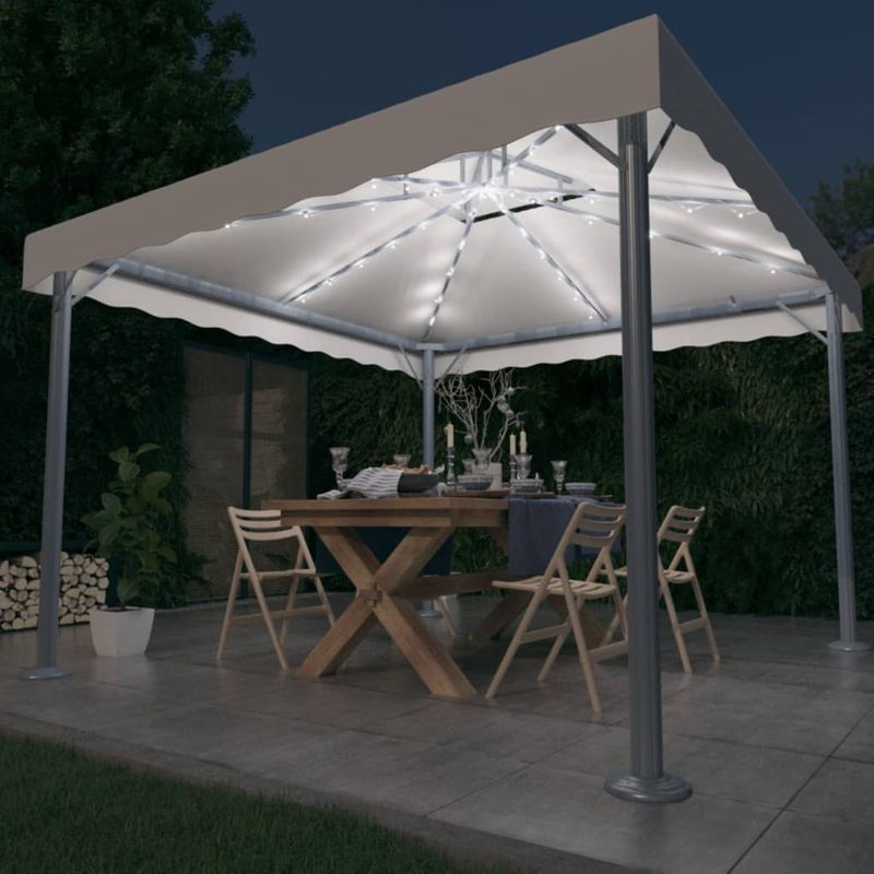 Casa si Gradina - Gradina si terasa - Umbrele si pavilioane - Pavilioane - Pavilion cu siruri de lumini LED, crem, 300x300 cm, aluminiu - Infinity.ro