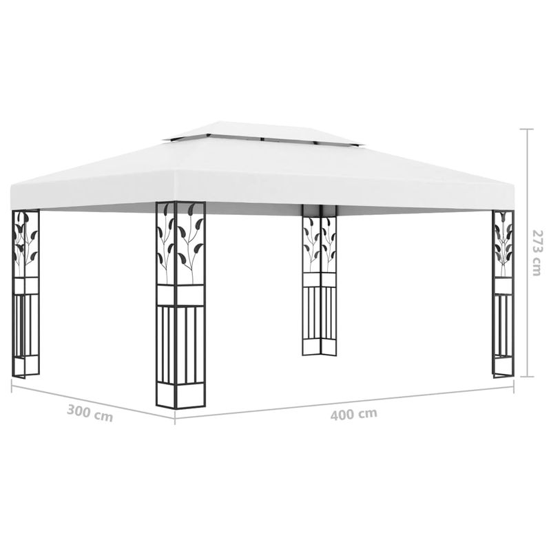 Casa si Gradina - Gradina si terasa - Umbrele si pavilioane - Pavilioane - Pavilion cu acoperis dublu & siruri de lumini LED, alb, 3x4 m - Infinity.ro