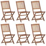 Casa si Gradina - Gradina si terasa - Mobilier exterior - Scaune si sezlonguri gradina - Scaune gradina pliabile cu perne, cu perne, 6 buc., lemn masiv acacia - Infinity.ro