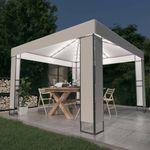 Casa si Gradina - Gradina si terasa - Umbrele si pavilioane - Pavilioane - Pavilion cu acoperis dublu & siruri de lumini LED, alb, 3x3 m - Infinity.ro