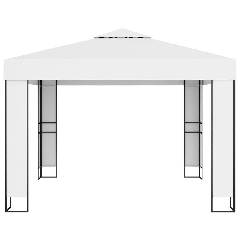Casa si Gradina - Gradina si terasa - Umbrele si pavilioane - Pavilioane - Pavilion cu acoperis dublu & siruri de lumini LED, alb, 3x3 m - Infinity.ro