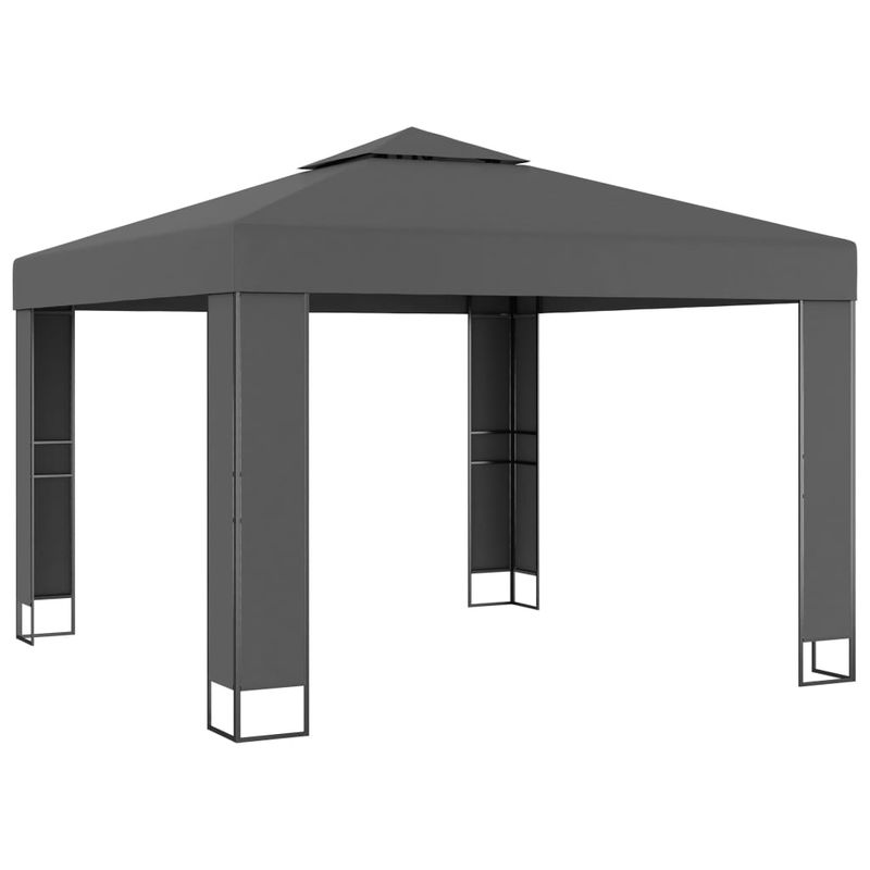 Casa si Gradina - Gradina si terasa - Umbrele si pavilioane - Pavilioane - Pavilion cu acoperis dublu & siruri de lumini LED, antracit, 3x3 m - Infinity.ro