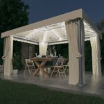 Casa si Gradina - Gradina si terasa - Umbrele si pavilioane - Pavilioane - Pavilion cu perdele & siruri lumini LED, alb crem, 4x3 m - Infinity.ro