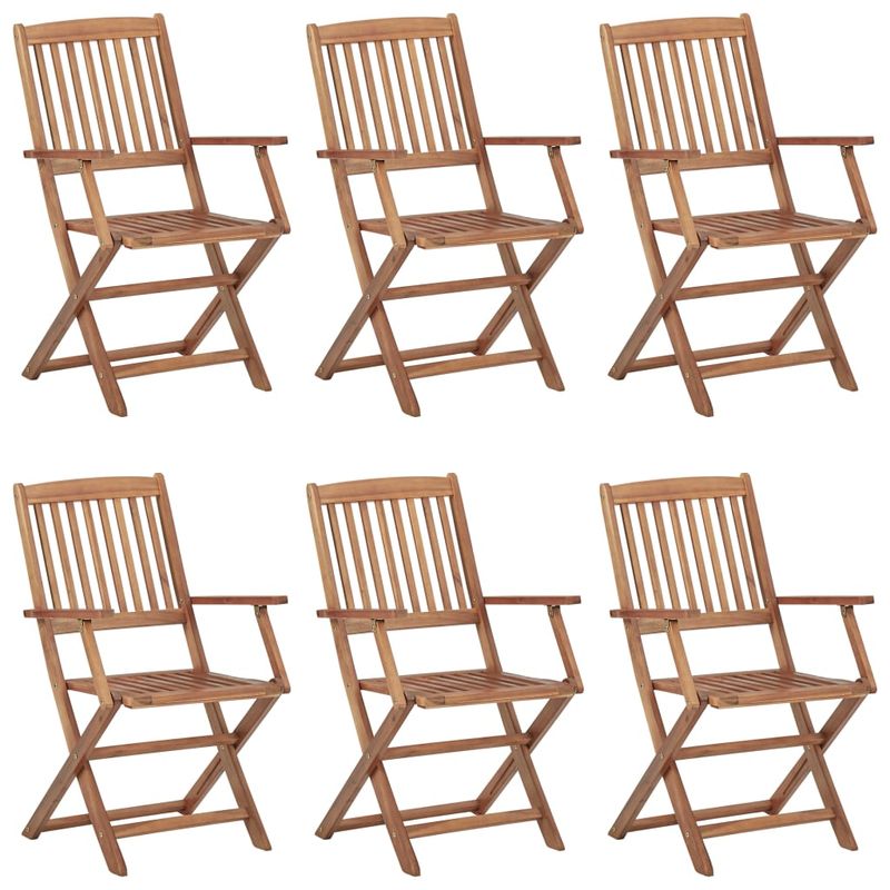 Casa si Gradina - Gradina si terasa - Mobilier exterior - Scaune si sezlonguri gradina - Scaune gradina pliabile cu perne, cu perne, 6 buc., lemn masiv de acacia - Infinity.ro