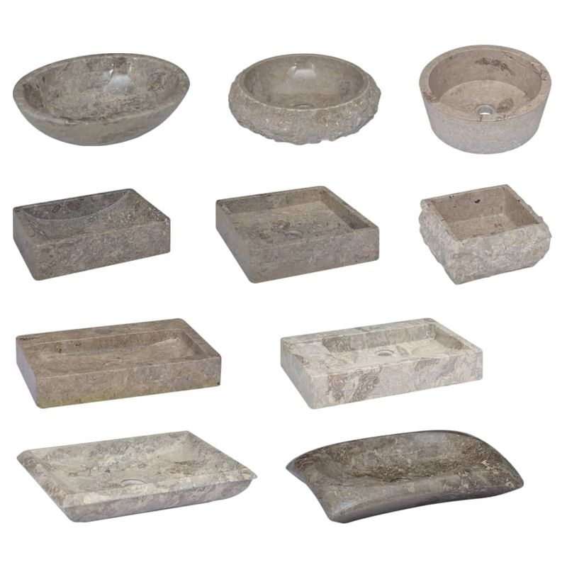 Casa si Gradina - Sanitare - Lavoar baie si accesorii - Lavoare si piedestale - Chiuveta, gri, 50x35x10 cm, marmura - Infinity.ro