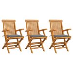 Casa si Gradina - Gradina si terasa - Mobilier exterior - Scaune si sezlonguri gradina - Scaune gradina cu perne , 3 buc., lemn masiv de tec - Infinity.ro
