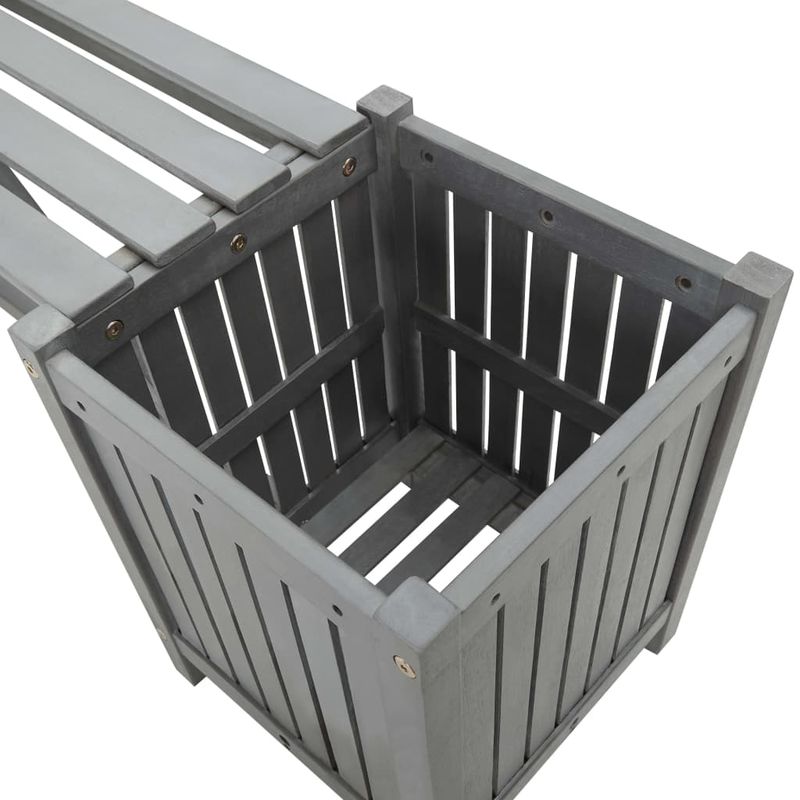 Casa si Gradina - Gradina si terasa - Mobilier exterior - Bancute de gradina - Banca de gradina cu 2 jardiniere, 150 cm, gri, lemn de acacia - Infinity.ro