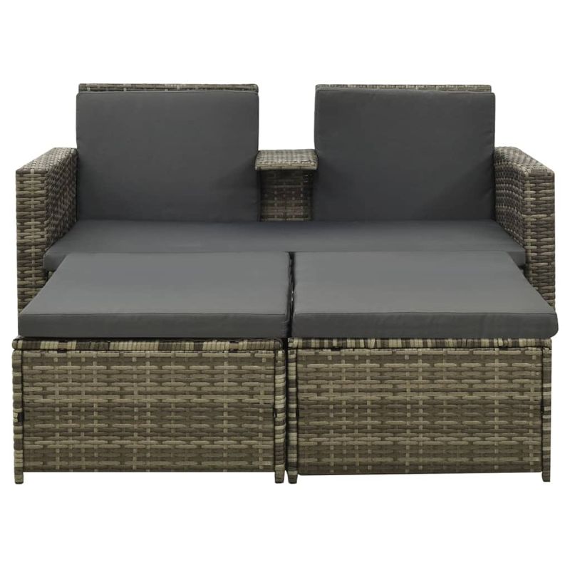 Casa si Gradina - Gradina si terasa - Mobilier exterior - Seturi mobila gradina - Set mobilier de gradina cu perne, 3 piese, gri, poliratan - Infinity.ro