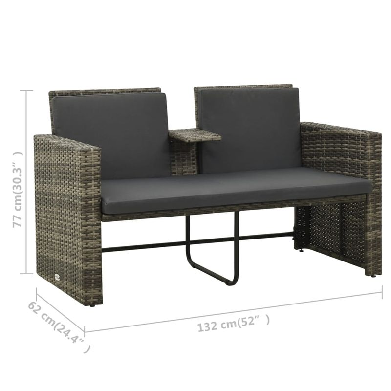 Casa si Gradina - Gradina si terasa - Mobilier exterior - Seturi mobila gradina - Set mobilier de gradina cu perne, 3 piese, gri, poliratan - Infinity.ro