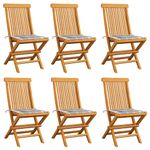 Casa si Gradina - Gradina si terasa - Mobilier exterior - Scaune si sezlonguri gradina - Scaune gradina cu perne , 6 buc., lemn masiv tec - Infinity.ro