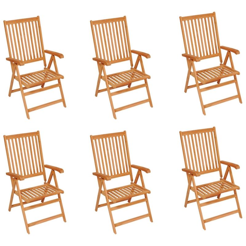 Casa si Gradina - Gradina si terasa - Mobilier exterior - Scaune si sezlonguri gradina - Scaune de gradina cu perne gri carouri, 6 buc., lemn masiv tec - Infinity.ro