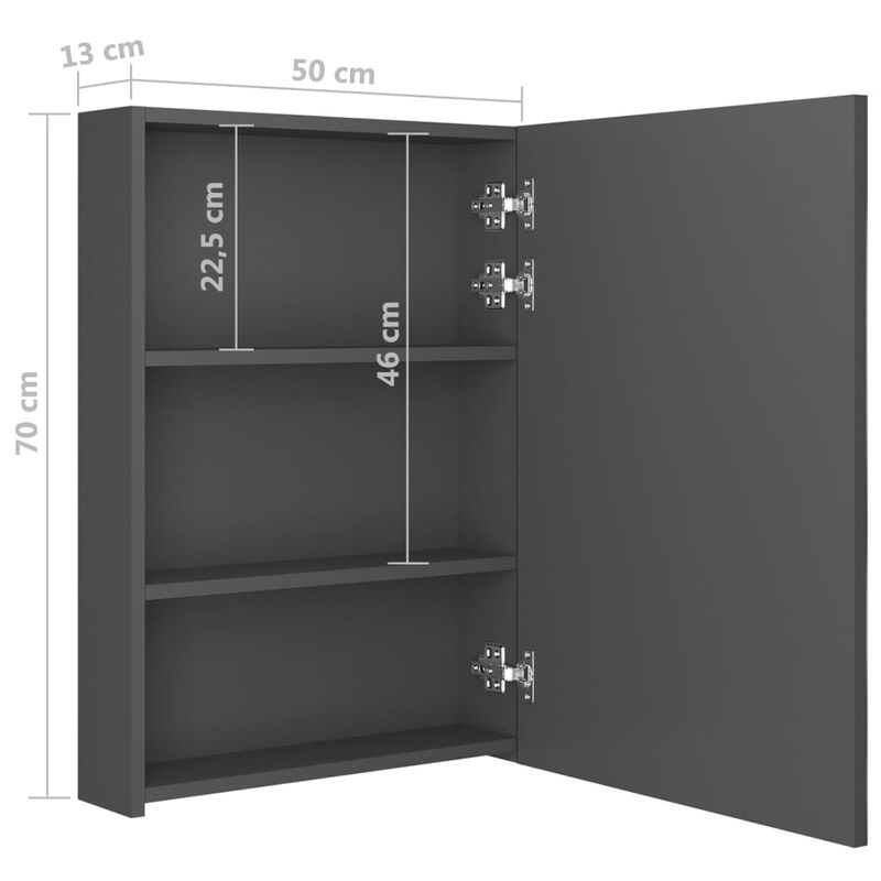 Casa si Gradina - Mobilier - Mobilier baie - Corpuri baie - Dulap de baie cu oglinda si LED, gri, 50x13x70 cm - Infinity.ro
