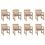 Casa si Gradina - Gradina si terasa - Mobilier exterior - Scaune si sezlonguri gradina - Scaune de gradina cu perne , perne gri carouri, 8 buc., lemn masiv tec - Infinity.ro