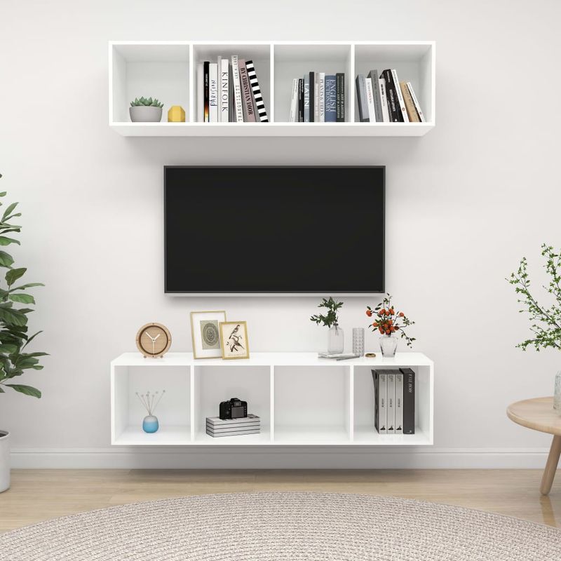 Casa si Gradina - Mobilier - Comode si corpuri - Comode - Dulapuri TV montate pe perete, 2 buc. alb, lemn prelucrat - Infinity.ro