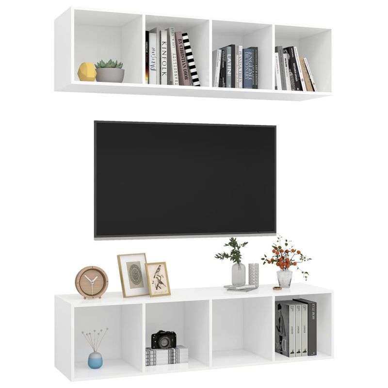 Casa si Gradina - Mobilier - Comode si corpuri - Comode - Dulapuri TV montate pe perete, 2 buc. alb, lemn prelucrat - Infinity.ro