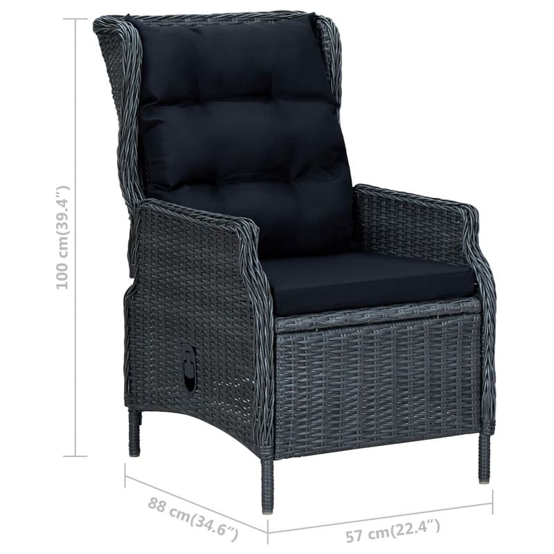Casa si Gradina - Gradina si terasa - Mobilier exterior - Seturi mobila gradina - Set mobilier gradina cu perne, 3 piese, gri inchis, poliratan - Infinity.ro