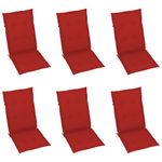 Casa si Gradina - Gradina si terasa - Mobilier exterior - Scaune si sezlonguri gradina - Scaune de gradina cu perne rosii, 6 buc., lemn masiv de tec - Infinity.ro