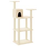 Petshop - Accesorii petshop - Jucarii animale - Ansambluri de joaca - Ansamblu pisici cu stalpi din funie de sisal, crem, 118,5 cm - Infinity.ro