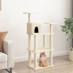 Petshop - Accesorii petshop - Jucarii animale - Ansambluri de joaca - Ansamblu pisici cu stalpi din funie de sisal, crem, 118,5 cm - Infinity.ro