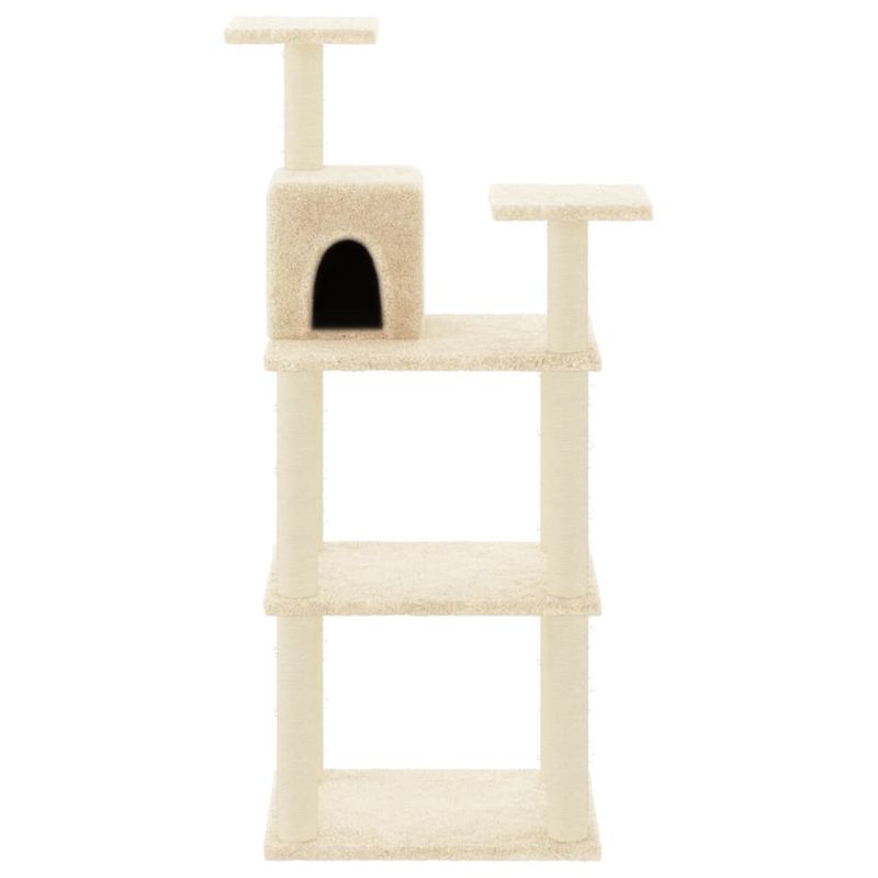 Petshop - Accesorii petshop - Jucarii animale - Ansambluri de joaca - Ansamblu pisici cu stalpi din funie de sisal, crem, 118,5 cm - Infinity.ro