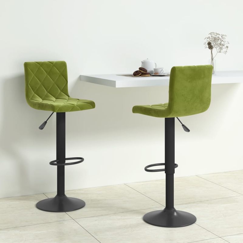 Casa si Gradina - Mobilier - Scaune si fotolii - Scaune - Scaune de bar, 2 buc., verde deschis, catifea - Infinity.ro