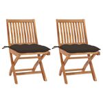 Casa si Gradina - Gradina si terasa - Mobilier exterior - Scaune si sezlonguri gradina - Scaune de gradina cu perne gri taupe, 2 buc., lemn masiv de tec - Infinity.ro