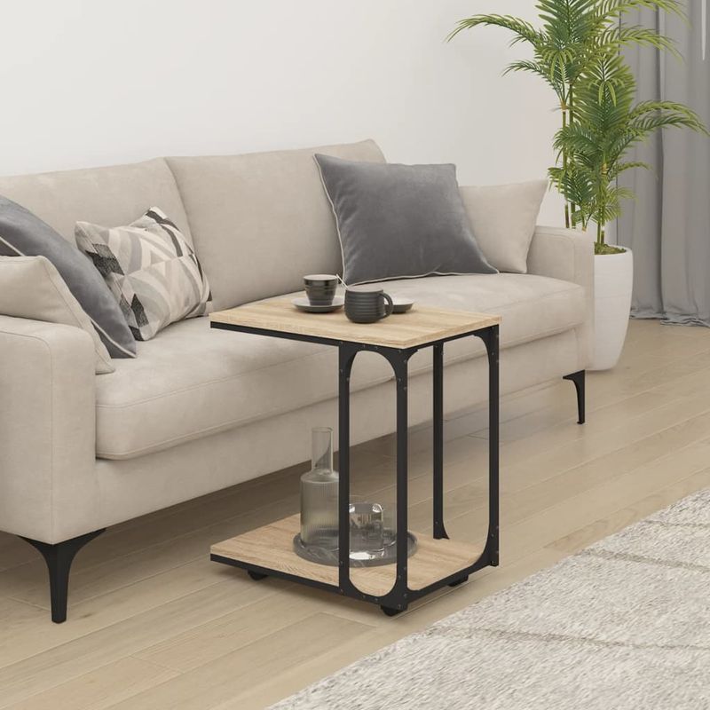 Casa si Gradina - Mobilier - Mese si birouri - Mese living - Masa laterala cu roti stejar sonoma 50x35x55,5cm lemn prelucrat - Infinity.ro