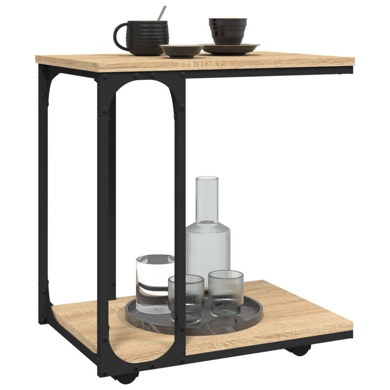 Casa si Gradina - Mobilier - Mese si birouri - Mese living - Masa laterala cu roti stejar sonoma 50x35x55,5cm lemn prelucrat - Infinity.ro